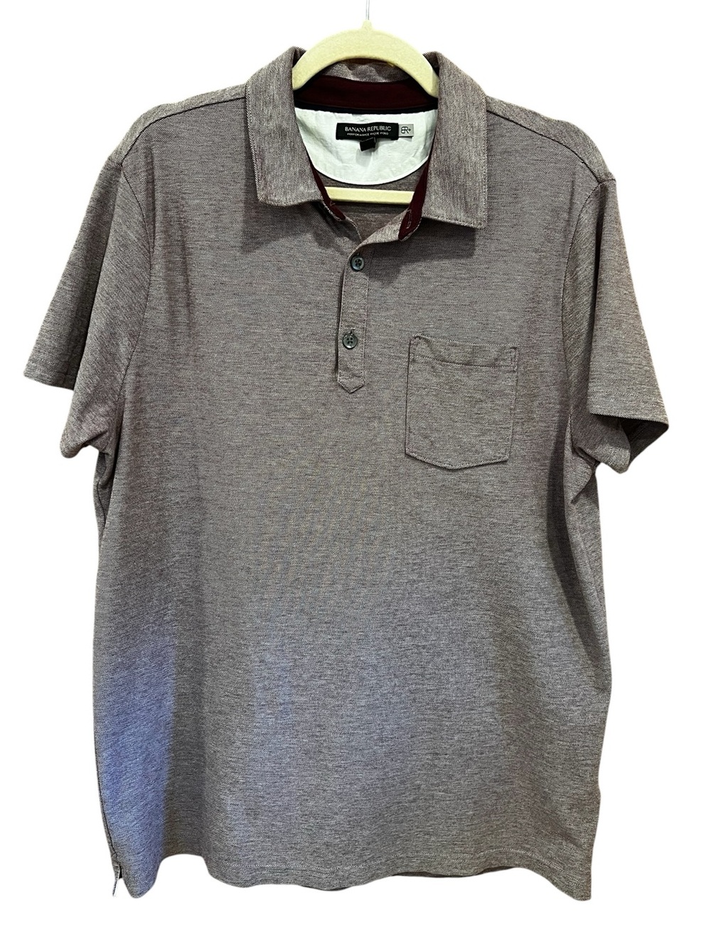Banana Republic Performance Pique Polo Heather Purple Size Large Spring Casual
